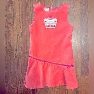 Vintage Talbots Girls Size 4 Pink Velour Cupcake Ruffle Hem Sleeveless Dress